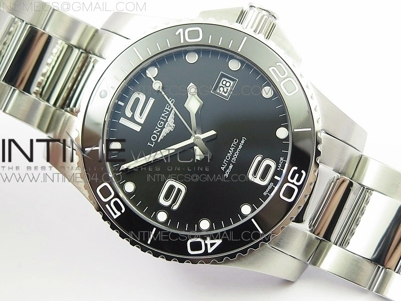 Conquest L3.840.4.56.6 Real Ceramic Bezel SS ZF 1:1 Best Edition Black dial On SS Bracelet A2824